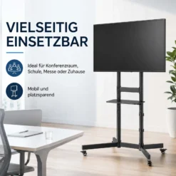 Wiltec TV Ständer rollbar mit Ablage 37