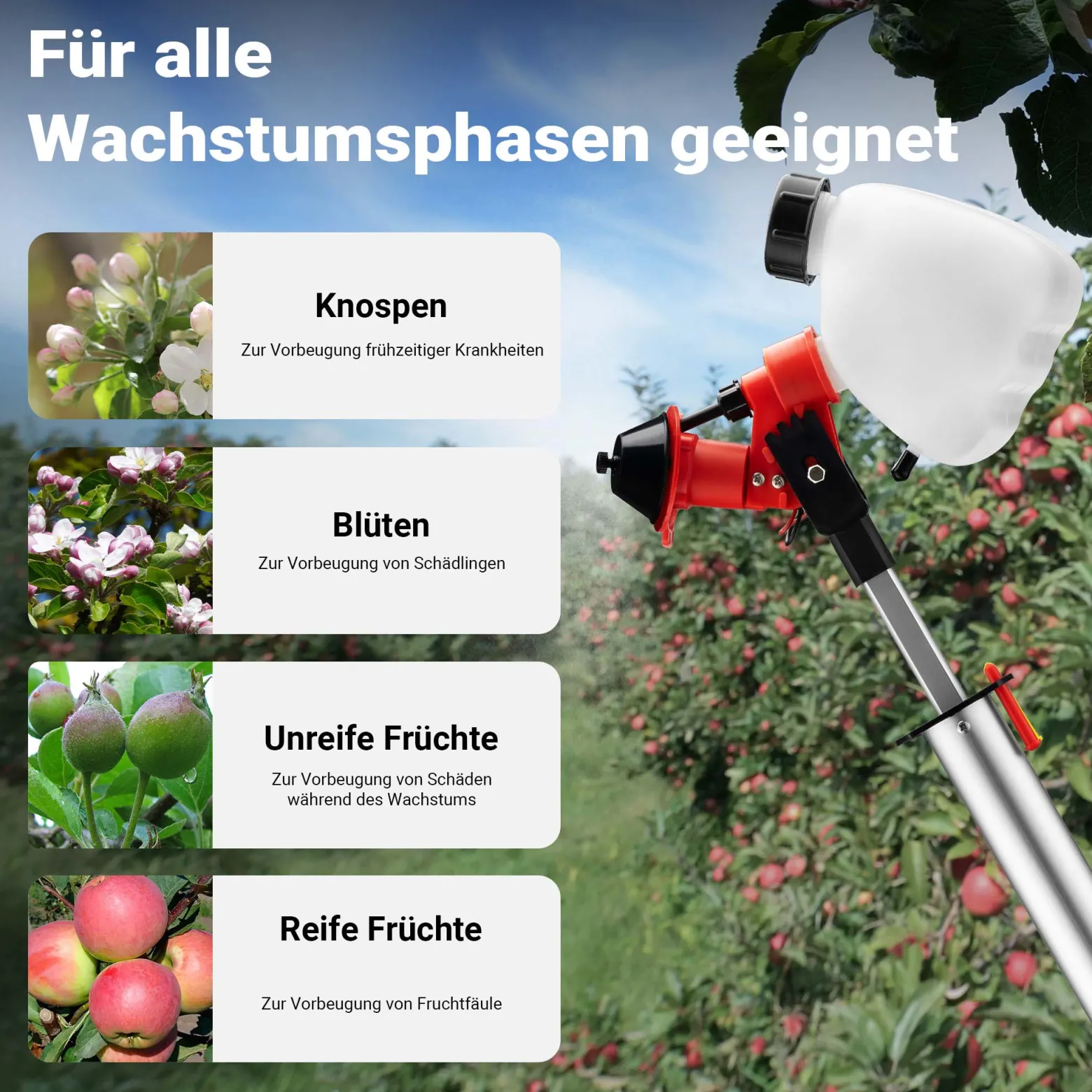Wiltec ULVA+ Sprühgerät batteriebetrieben, Drucksprühgerät 125 x 23 cm, Pflanzensprüher mit 3 Düsen 45-115 ml/min, Unkrautspritze für Garten