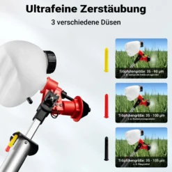 Wiltec ULVA+ Sprühgerät batteriebetrieben, Drucksprühgerät 125 x 23 cm, Pflanzensprüher mit 3 Düsen 45-115 ml/min, Unkrautspritze für Garten
