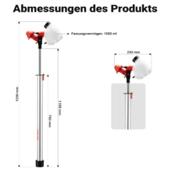 Wiltec ULVA+ Sprühgerät batteriebetrieben, Drucksprühgerät 125 x 23 cm, Pflanzensprüher mit 3 Düsen 45-115 ml/min, Unkrautspritze für Garten