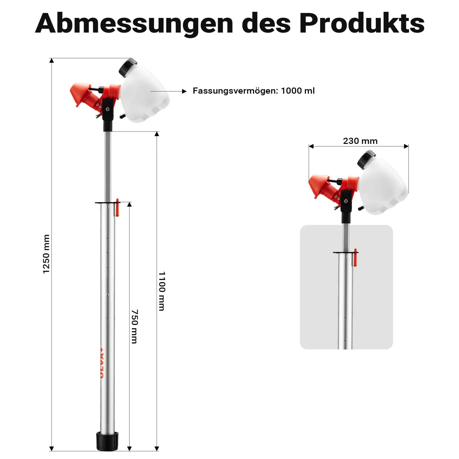 Wiltec ULVA+ Sprühgerät batteriebetrieben, Drucksprühgerät 125 x 23 cm, Pflanzensprüher mit 3 Düsen 45-115 ml/min, Unkrautspritze für Garten