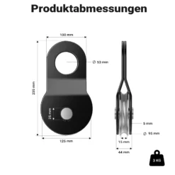 Wiltec Umlenkrolle für Seilwinde mit 8 t Zuglast, Lenkrolle zur Umleitung des Seilzugs, Seilrolle für Flaschenzug mit Verdrehschutz