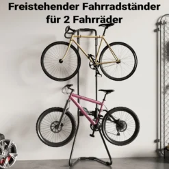 Wiltec Universal Fahrradständer für 2 Fahrräder 66,5 x 55,8 x 219 cm, Fahrradhalter freistehend, höhenverstellbarer Fahrrad Abstellständer