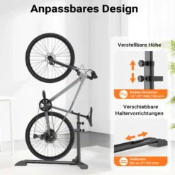 Wiltec universal Fahrradständer 68,8 x 56 x 49,3-81,1 cm, Fahrradhalter freistehend aus Stahl, höhenverstellbarer Fahrrad Abstellständer