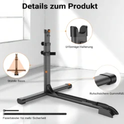 Wiltec universal Fahrradständer 68,8 x 56 x 49,3-81,1 cm, Fahrradhalter freistehend aus Stahl, höhenverstellbarer Fahrrad Abstellständer