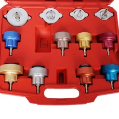 Wiltec Universal Kühlsystemtester 14-teilig mit farbkodierten Kühlertestkappen & Testpumpe, Kühlsystementlüfter Kühlsystembefüller Kühlsystemprüfer