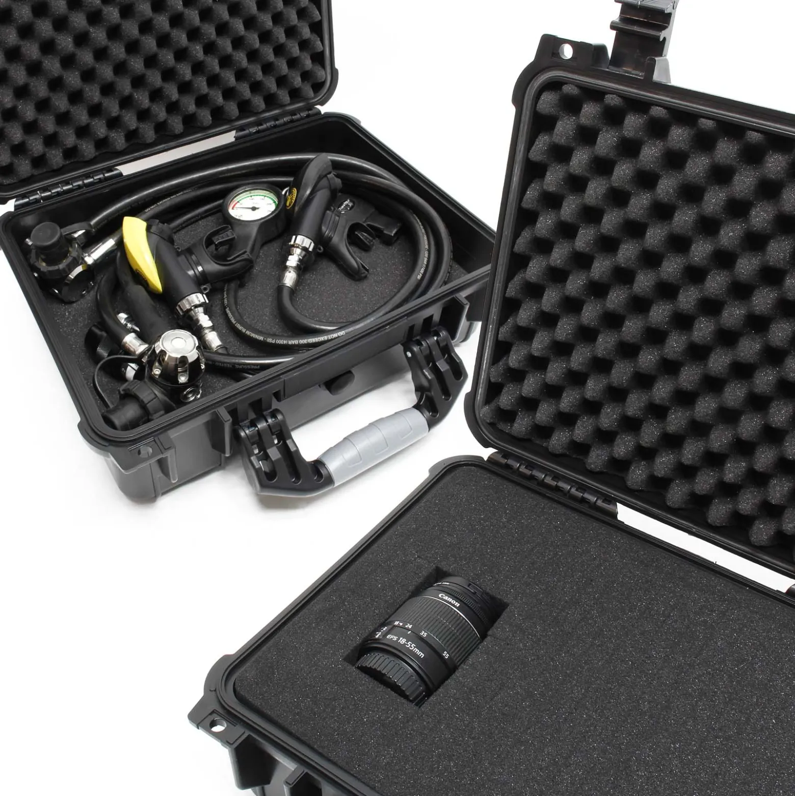 Wiltec Universalkoffer 40,6x33x17,4 cm schwarz, Schutzkoffer Wasserdicht mit Druckausgleichsventil & anpassbaren Schaumstoffmatten