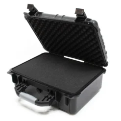 Wiltec Universalkoffer 40,6x33x17,4 cm schwarz, Schutzkoffer Wasserdicht mit Druckausgleichsventil & anpassbaren Schaumstoffmatten