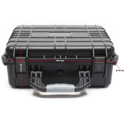 Wiltec Universalkoffer 40,6x33x17,4 cm schwarz, Schutzkoffer Wasserdicht mit Druckausgleichsventil & anpassbaren Schaumstoffmatten