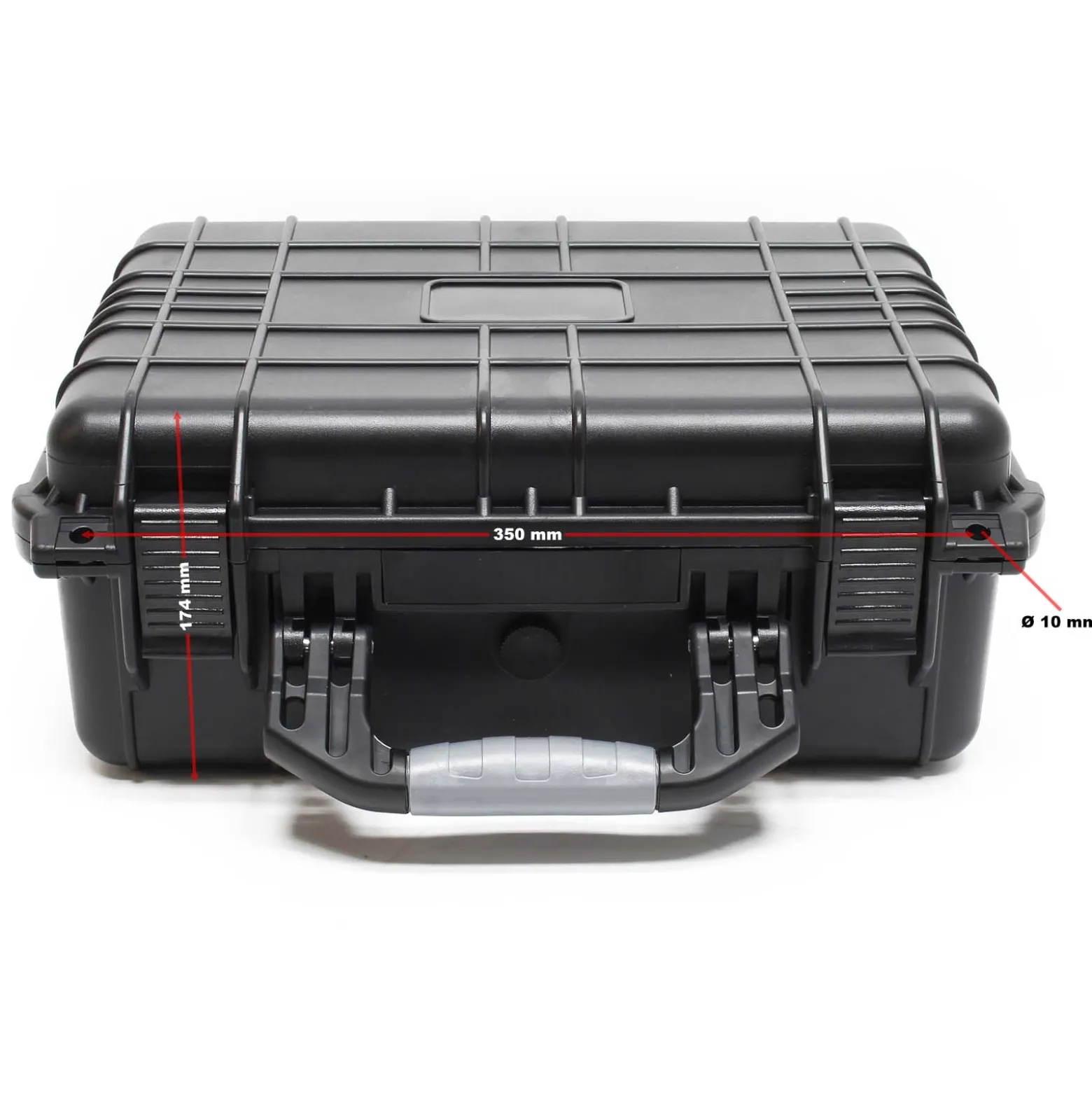 Wiltec Universalkoffer 40,6x33x17,4 cm schwarz, Schutzkoffer Wasserdicht mit Druckausgleichsventil & anpassbaren Schaumstoffmatten