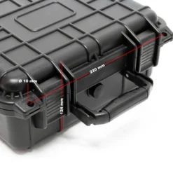 Wiltec Universalkoffer 27x24,6x12,4 cm schwarz, Schutzkoffer wasserdicht mit Druckausgleichsventil & anpassbaren Schaumstoffmatten