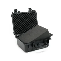 Wiltec Universalkoffer 27x24,6x12,4 cm schwarz, Schutzkoffer wasserdicht mit Druckausgleichsventil & anpassbaren Schaumstoffmatten