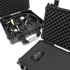Wiltec Universalkoffer 27x24,6x12,4 cm schwarz, Schutzkoffer wasserdicht mit Druckausgleichsventil & anpassbaren Schaumstoffmatten