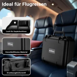 Wiltec Universalkoffer 36,2 x 31 x 17,5 cm, wasserdichter Transportkoffer, Schutzkoffer aus PP, Koffer mit Würfelschaumstoff individuell anpassbar
