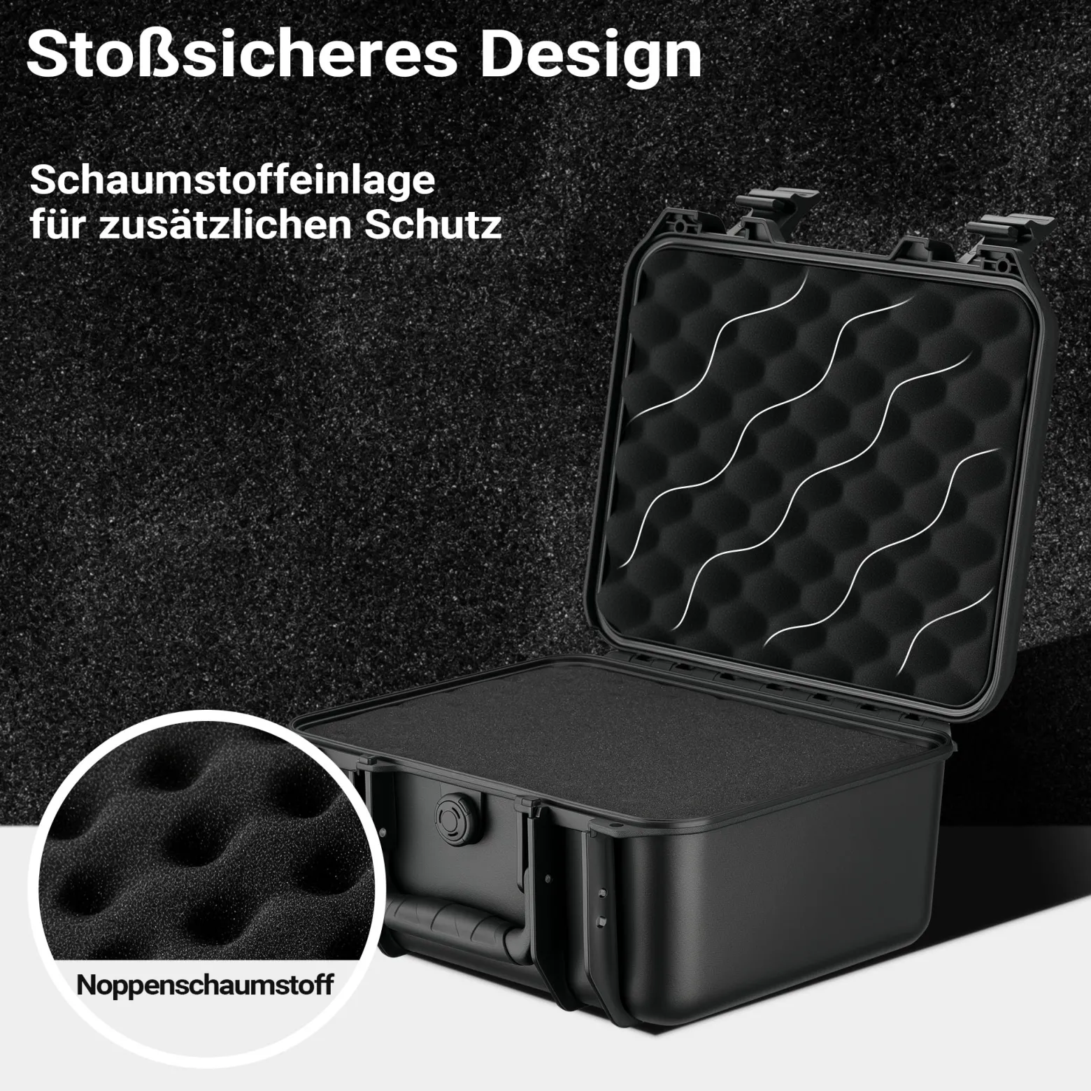 Wiltec Universalkoffer 36,2 x 31 x 17,5 cm, wasserdichter Transportkoffer, Schutzkoffer aus PP, Koffer mit Würfelschaumstoff individuell anpassbar