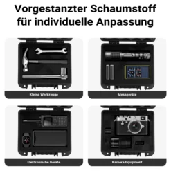 Wiltec Universalkoffer 36,2 x 31 x 17,5 cm, wasserdichter Transportkoffer, Schutzkoffer aus PP, Koffer mit Würfelschaumstoff individuell anpassbar