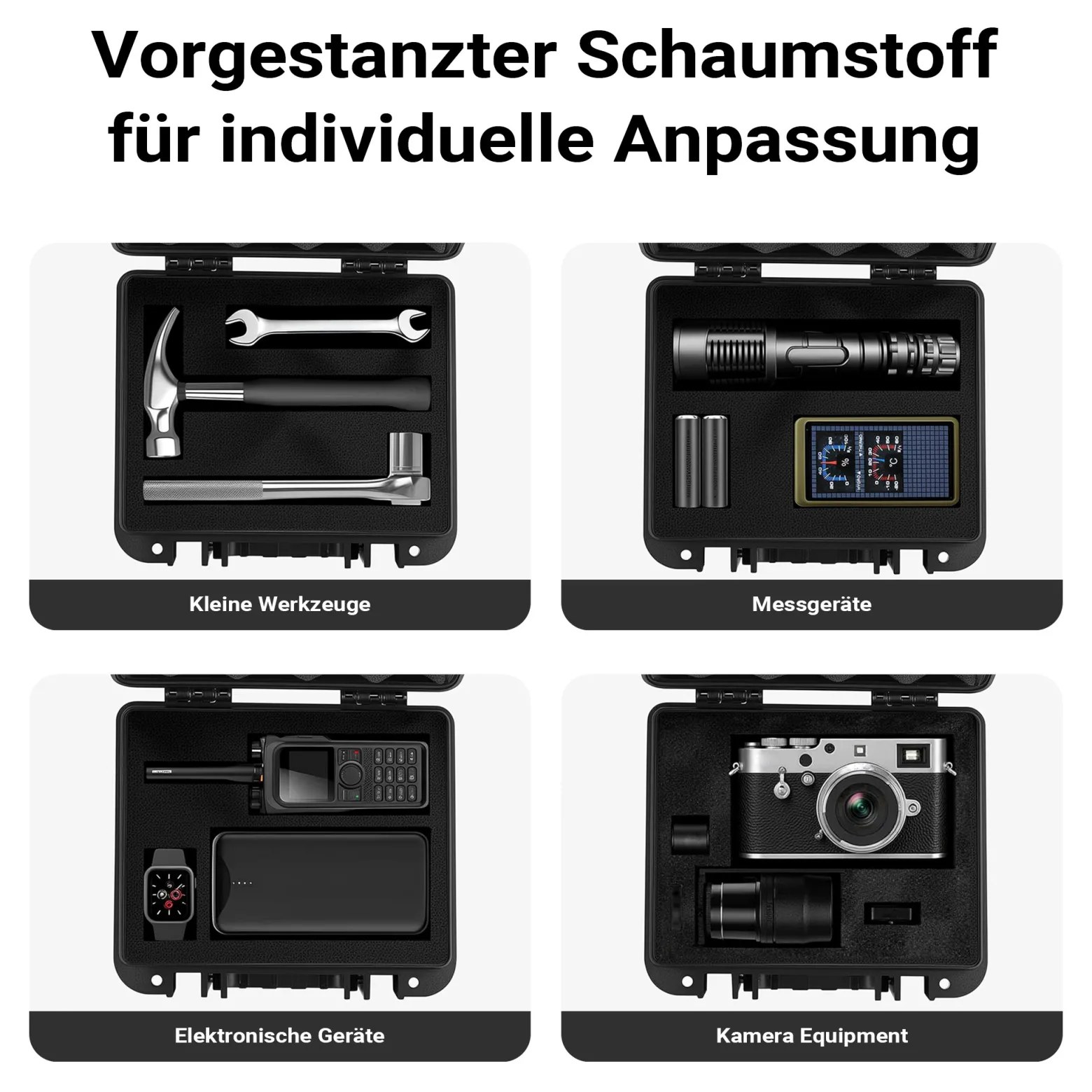 Wiltec Universalkoffer 36,2 x 31 x 17,5 cm, wasserdichter Transportkoffer, Schutzkoffer aus PP, Koffer mit Würfelschaumstoff individuell anpassbar