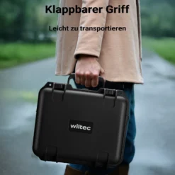 Wiltec Universalkoffer 36,2 x 31 x 17,5 cm, wasserdichter Transportkoffer, Schutzkoffer aus PP, Koffer mit Würfelschaumstoff individuell anpassbar
