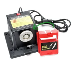 Wiltec Universal Schleifmaschine 65 W, Schärfmaschine für Messer, Schere und Bohrer, Werkzeug u. a. zum Messer schleifen und Stemmeisen schärfen