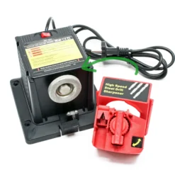 Wiltec Universal Schleifmaschine 65 W, Schärfmaschine für Messer, Schere und Bohrer, Werkzeug u. a. zum Messer schleifen und Stemmeisen schärfen