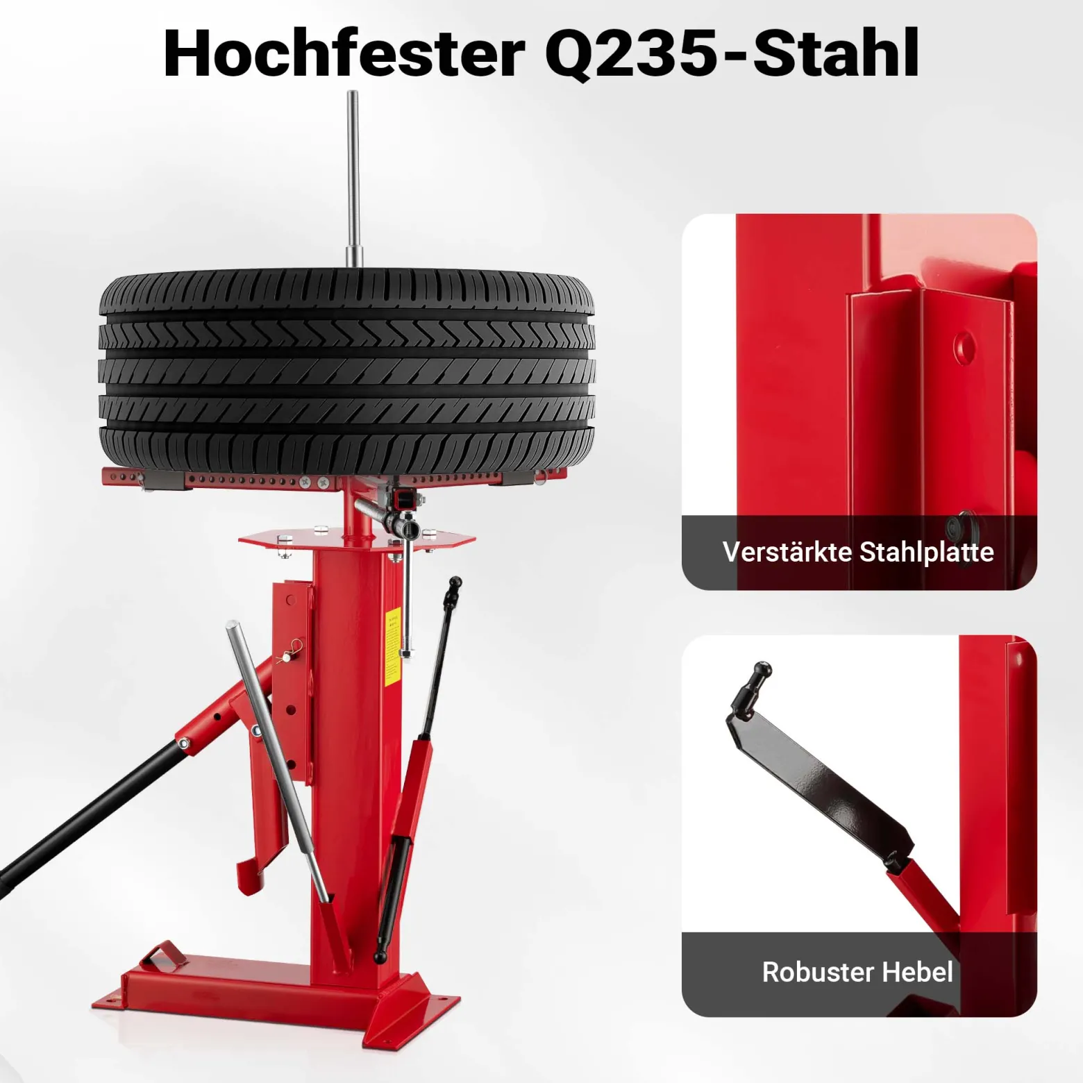 Wiltec Universelles Reifenmontiergerät 4" bis 21" (101,6-533,4 mm), für Achsen Ø 12-25 mm, Reifenmontagegerät aus Stahl zur manuellen Montage und Demontage