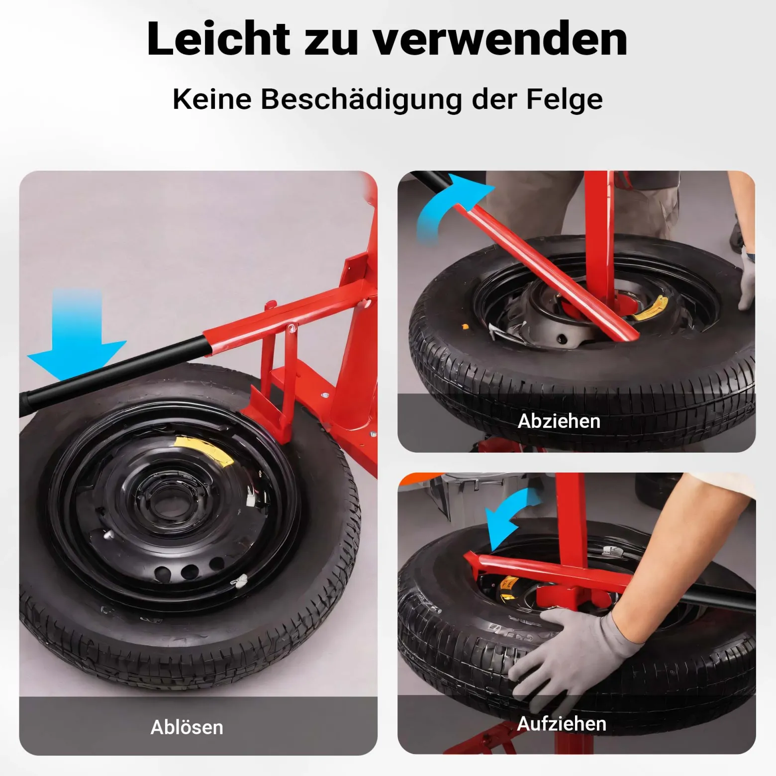 Wiltec Universelles Reifenmontiergerät 4" bis 21" (101,6-533,4 mm), für Achsen Ø 12-25 mm, Reifenmontagegerät aus Stahl zur manuellen Montage und Demontage