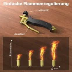 Wiltec Unkrautbrenner bis 1850°C Gasbrenner mit 80kW, Abflammgerät für Unkraut, 85 cm Unkrautvernichter, Dachbrenner mit 5 m Schlauch