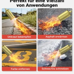Wiltec Unkrautbrenner bis 1850°C Gasbrenner mit 80kW, Abflammgerät für Unkraut, 85 cm Unkrautvernichter, Dachbrenner mit 5 m Schlauch