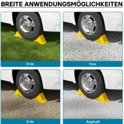 Wiltec Unterlegkeile Anhänger 2 Stück bis 5t Unterlegkeile Wohnmobil 393x160x193mm für Reifen bis 160mm Breite, gelbe Signalfarbe