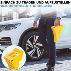 Wiltec Unterlegkeile Anhänger 2 Stück bis 5t Unterlegkeile Wohnmobil 393x160x193mm für Reifen bis 160mm Breite, gelbe Signalfarbe