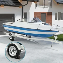 Wiltec Unterlegkeile Anhänger 2 Stück bis 1,6t Unterlegkeile Wohnmobil 220x90x110mm für verschiedene Reifengrößen, mit 2 Halterungen und Schrauben
