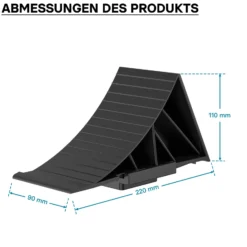Wiltec Unterlegkeile Anhänger 2 Stück bis 1,6t Unterlegkeile Wohnmobil 220x90x110mm für verschiedene Reifengrößen, mit 2 Halterungen und Schrauben