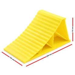 Wiltec Unterlegkeile Anhänger 2 Stück bis 2 t Unterlegkeile Wohnmobil 220x125x100 mm für Reifen bis 125 mm Breite, gelb, rutschfest