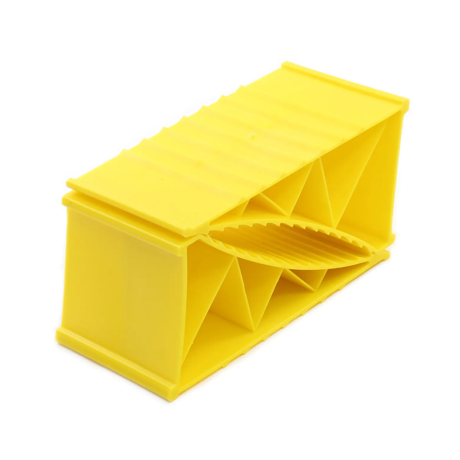 Wiltec Unterlegkeile Anhänger 2 Stück bis 2 t Unterlegkeile Wohnmobil 220x125x100 mm für Reifen bis 125 mm Breite, gelb, rutschfest