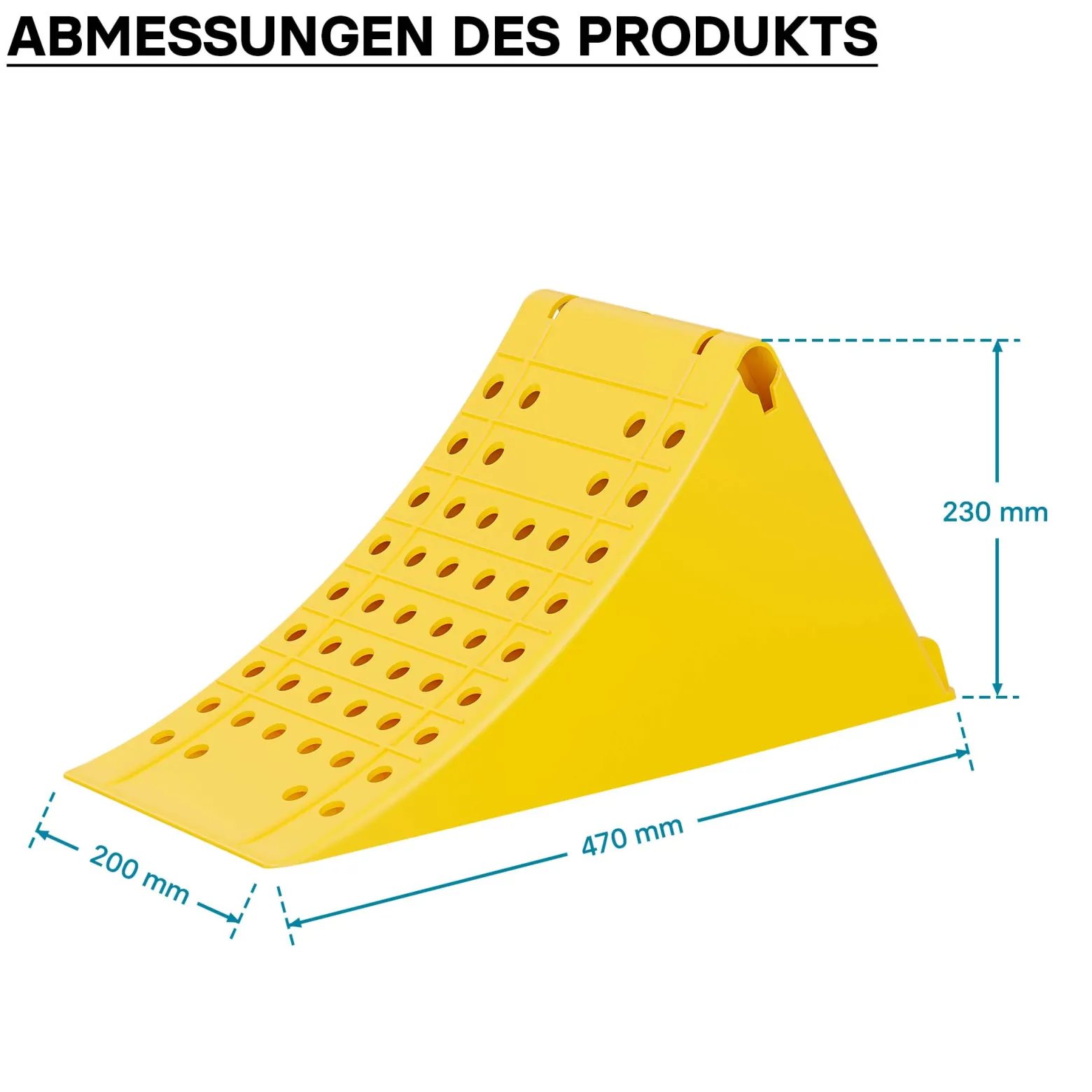 Wiltec Unterlegkeile Anhänger 2 Stück bis 6,5t Unterlegkeile LKW 470x200x230mm für Reifen bis 200mm Breite, mit Stahlzähnen und Handgriff
