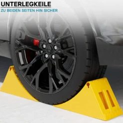 Wiltec Unterlegkeile Anhänger 2 Stück bis 6,5t Unterlegkeile LKW 470x200x230mm für Reifen bis 200mm Breite, mit Stahlzähnen und Handgriff