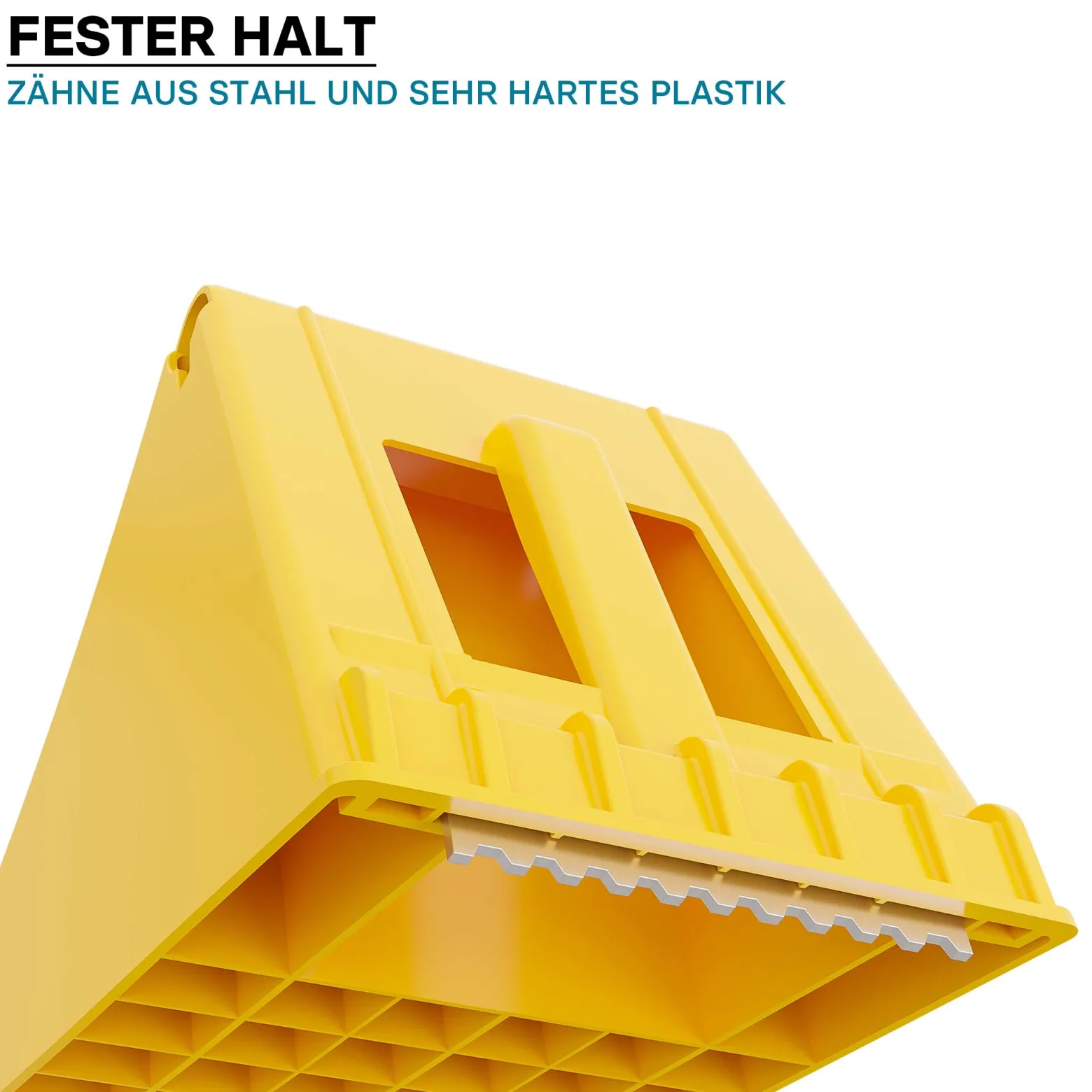 Wiltec Unterlegkeile Anhänger 2 Stück bis 6,5t Unterlegkeile LKW 470x200x230mm für Reifen bis 200mm Breite, mit Stahlzähnen und Handgriff