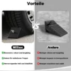 Wiltec Unterlegkeile 4er Set 205 x 125 x 100 mm aus Gummi, Bremskeil mit Ringschraube, Gummikeil für Anhänger, Wohnmobil, Pkw und Boot
