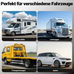 Wiltec Unterlegkeile 4er Set 205 x 125 x 100 mm aus Gummi, Bremskeil mit Ringschraube, Gummikeil für Anhänger, Wohnmobil, Pkw und Boot