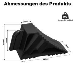 Wiltec Unterlegkeile für Anhänger 2 Stück bis 1,5 t, Bremskeile Wohnmobil 21 x 8,75 x 10 cm, Keile Auto rutschfest aus HDPE für Pkw und Wohnwagen, Auffahrkeile mit Griff