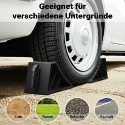 Wiltec Unterlegkeile für Anhänger 2 Stück bis 1,5 t, Bremskeile Wohnmobil 21 x 8,75 x 10 cm, Keile Auto rutschfest aus HDPE für Pkw und Wohnwagen, Auffahrkeile mit Griff