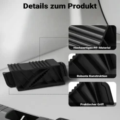 Wiltec Unterlegkeile für Anhänger 2 Stück bis 1,5 t, Bremskeile Wohnmobil 21 x 8,75 x 10 cm, Keile Auto rutschfest aus HDPE für Pkw und Wohnwagen, Auffahrkeile mit Griff