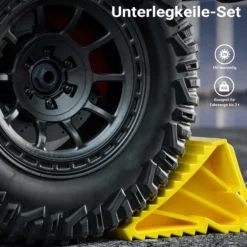 Wiltec Unterlegkeile für Anhänger 2 Stück bis 2 t, Bremskeile Wohnmobil 166 x 75 x 94 mm, Unterlegkeile Auto rutschfest für Pkw und Wohnwagen