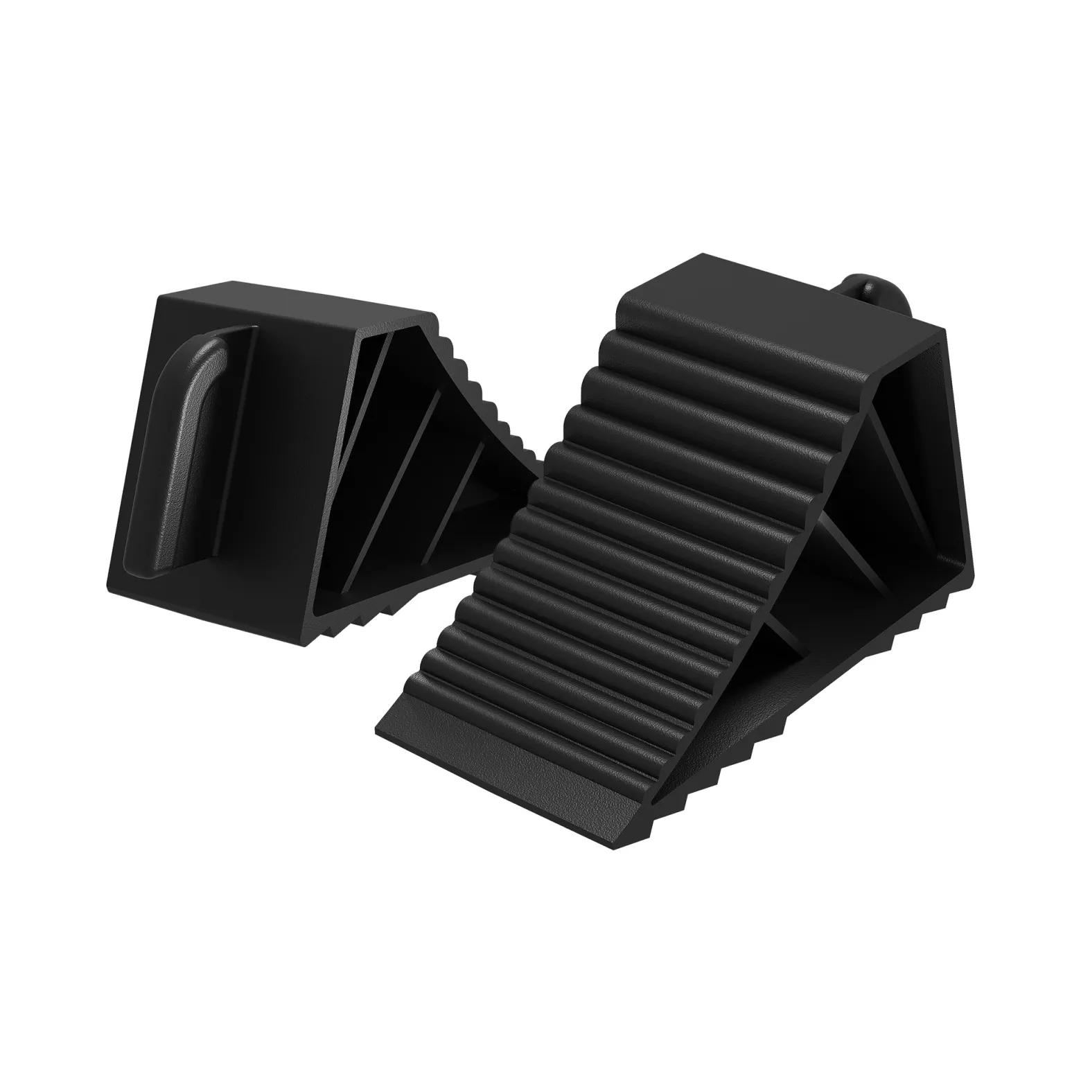 Wiltec Unterlegkeile für Anhänger 2 Stück bis 2 t, Bremskeile Wohnmobil 21 x 8,75 x 10 cm, Keile Auto rutschfest aus TPR für Pkw und Wohnwagen, Auffahrkeile mit Griff