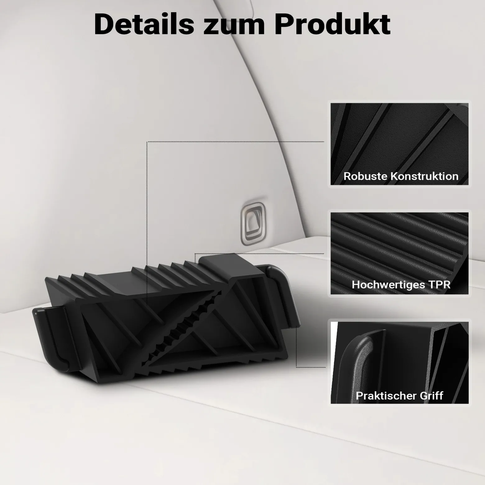 Wiltec Unterlegkeile für Anhänger 2 Stück bis 2 t, Bremskeile Wohnmobil 21 x 8,75 x 10 cm, Keile Auto rutschfest aus TPR für Pkw und Wohnwagen, Auffahrkeile mit Griff