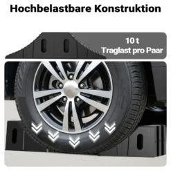 Wiltec Unterlegkeile für Anhänger 2er Set 10 t, Radkeile zusammengelegt 454 x 208 x 120 mm, Bremskeile aus recyceltem Kunststoff