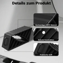 Wiltec Unterlegkeile für Anhänger 2 Stück bis 2 t, Bremskeile Wohnmobil 17,7 x 8,9 x 9 cm, Unterlegkeile Auto rutschfest aus HDPE für Pkw und Wohnwagen
