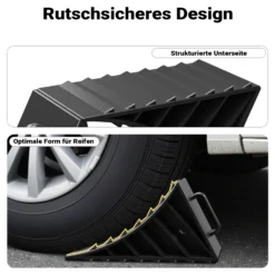 Wiltec Unterlegkeile für Anhänger 2 Stück bis 2 t, Bremskeile Wohnmobil 17,7 x 8,9 x 9 cm, Unterlegkeile Auto rutschfest aus HDPE für Pkw und Wohnwagen