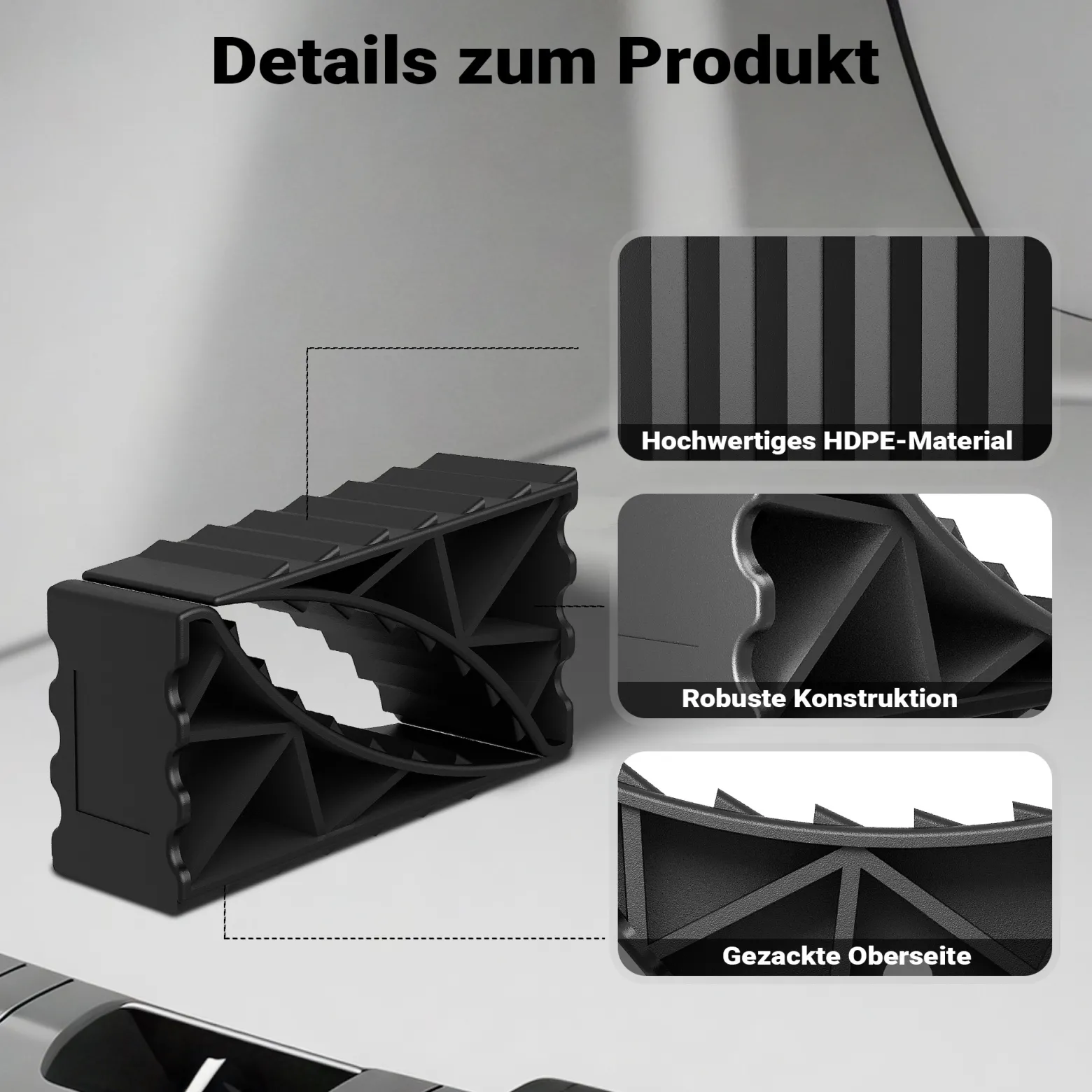 Wiltec Unterlegkeile für Anhänger 2 Stück bis 2 t, Bremskeile Wohnmobil 14,8 x 8,9 x 9,8 cm, Unterlegkeile Auto rutschfest aus HDPE für Pkw und Wohnwagen