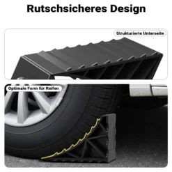 Wiltec Unterlegkeile für Anhänger 2 Stück bis 2 t, Bremskeile Wohnmobil 14,8 x 8,9 x 9,8 cm, Unterlegkeile Auto rutschfest aus HDPE für Pkw und Wohnwagen